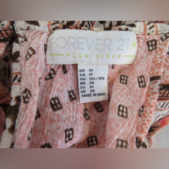 Forever 21+ "Peach/Ivory" Boho Tassel Mini Dress Women's 1X NWT - Picture 6 of 10